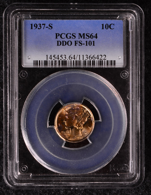 1937-S Mercury Dime PCGS MS64 FS-101 DDO