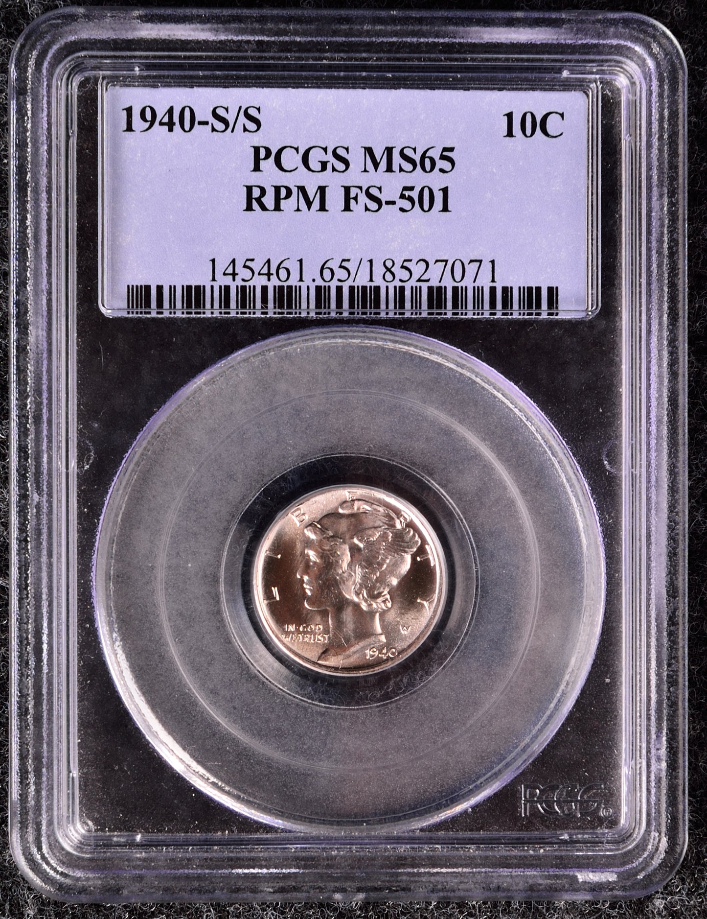 1940-S/S Mercury Dime PCGS MS65 FS-501